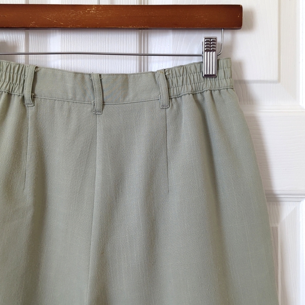 Sag Harbor 90's Vintage Preppy Pleated High Waisted Wide Leg Shorts Light Sage - Picture 10 of 11